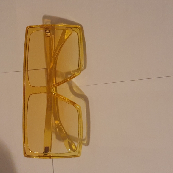 Yellow Oversize Square Crystal Pastel Sunglasses - Picture 2 of 3